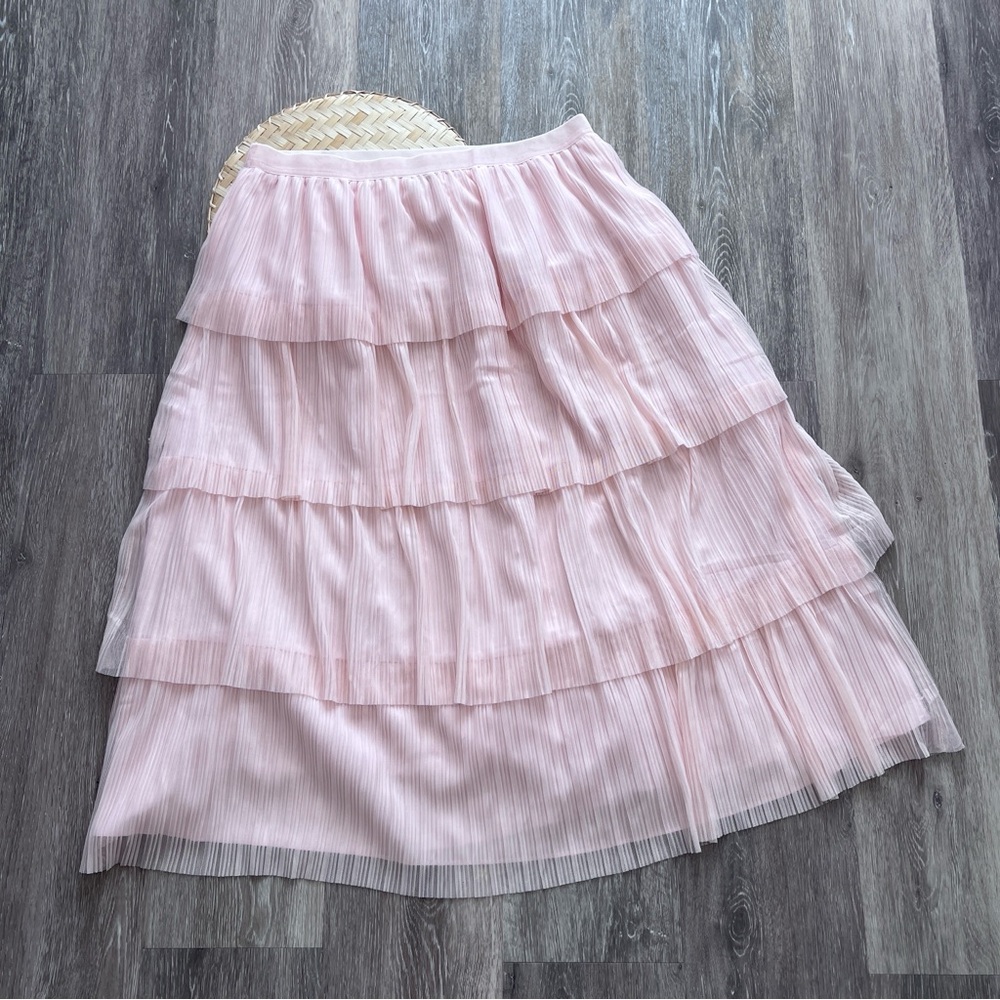 J. Crew Factory Blush Tiered Midi Skirt - Picture 8 of 8